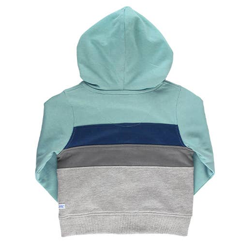 Boys Antique Blue Color Block Hoodie