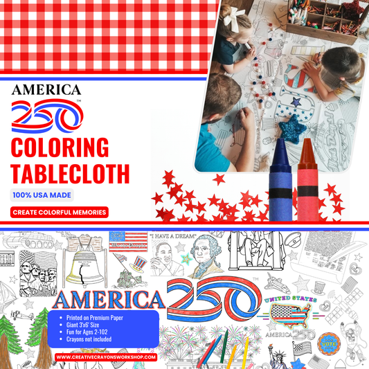 USA Patriotic America 250 Coloring Tablecloth
