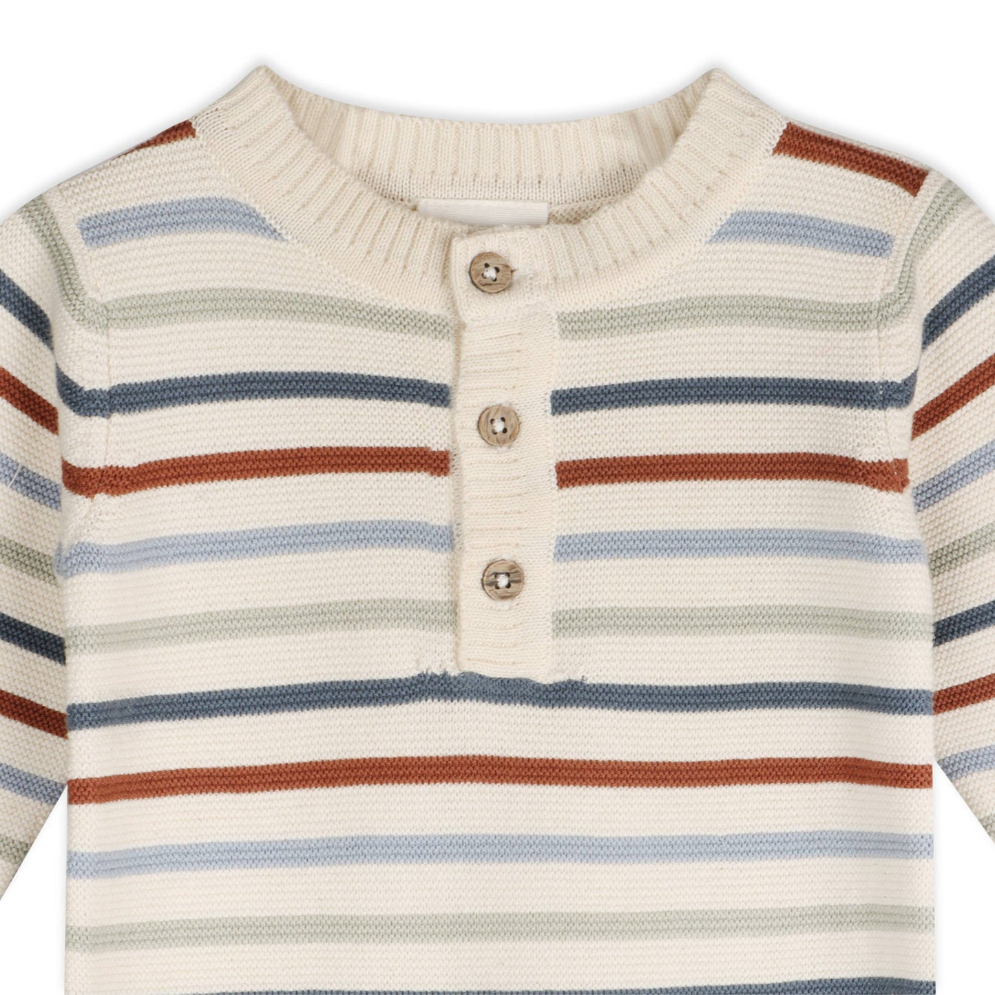 Multicolor Stripe Chunky Sweater Knit Baby Jumpsuit -Organic