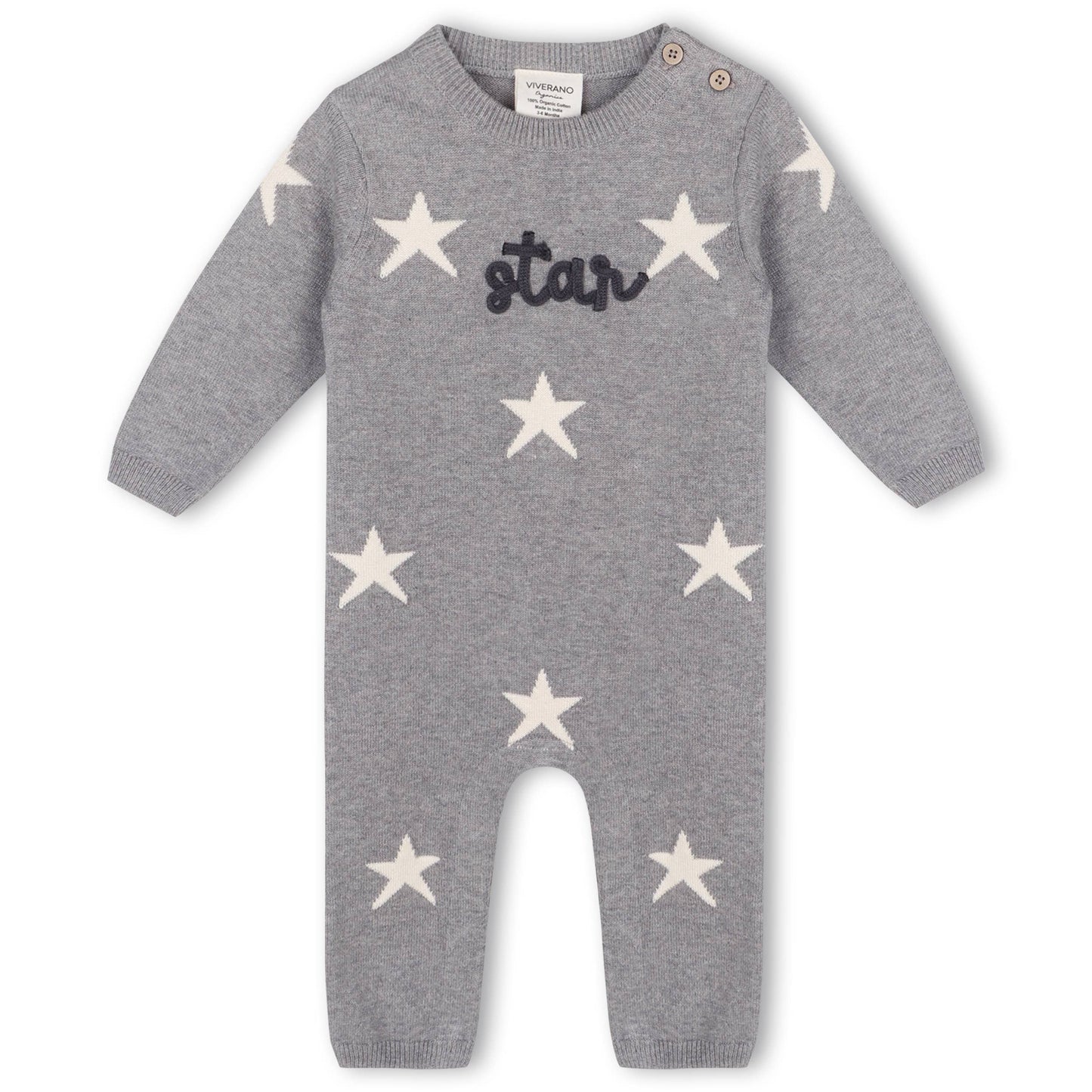 Star Jacquard Baby Sweater Knit Jumpsuit (Organic Cotton)