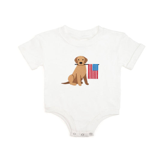 Sweet Wink Patriotic Pup Patch Short Sleeve Romper
