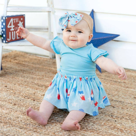 Sweet WinkBomb Pop Short Sleeve Tutu Bodysuit - 4th of July - Baby