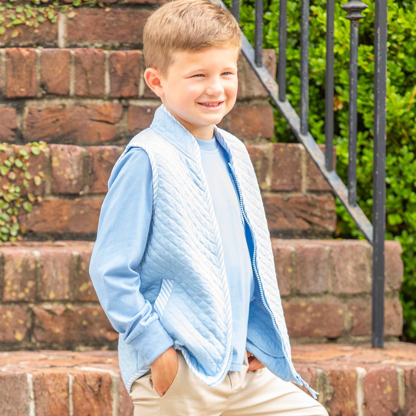 Boys Quilted Vest - Blue Lagoon