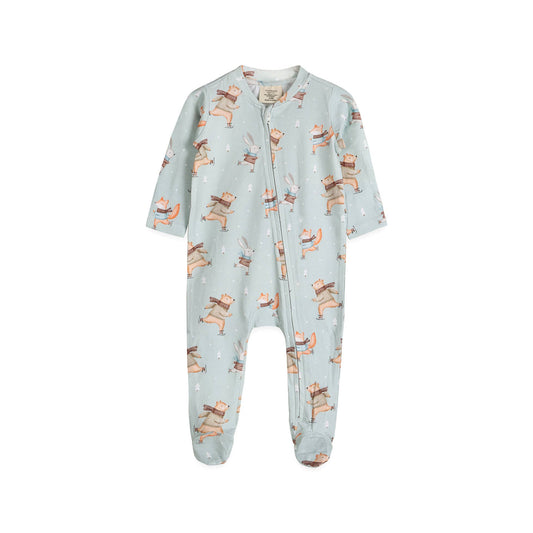 Ice Skaters Baby Zippered Footie (Organic Cotton)