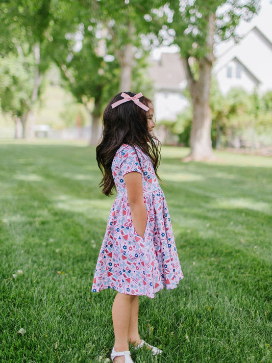 Ollie Jay Classic Twirl Dress in Pink Celebration