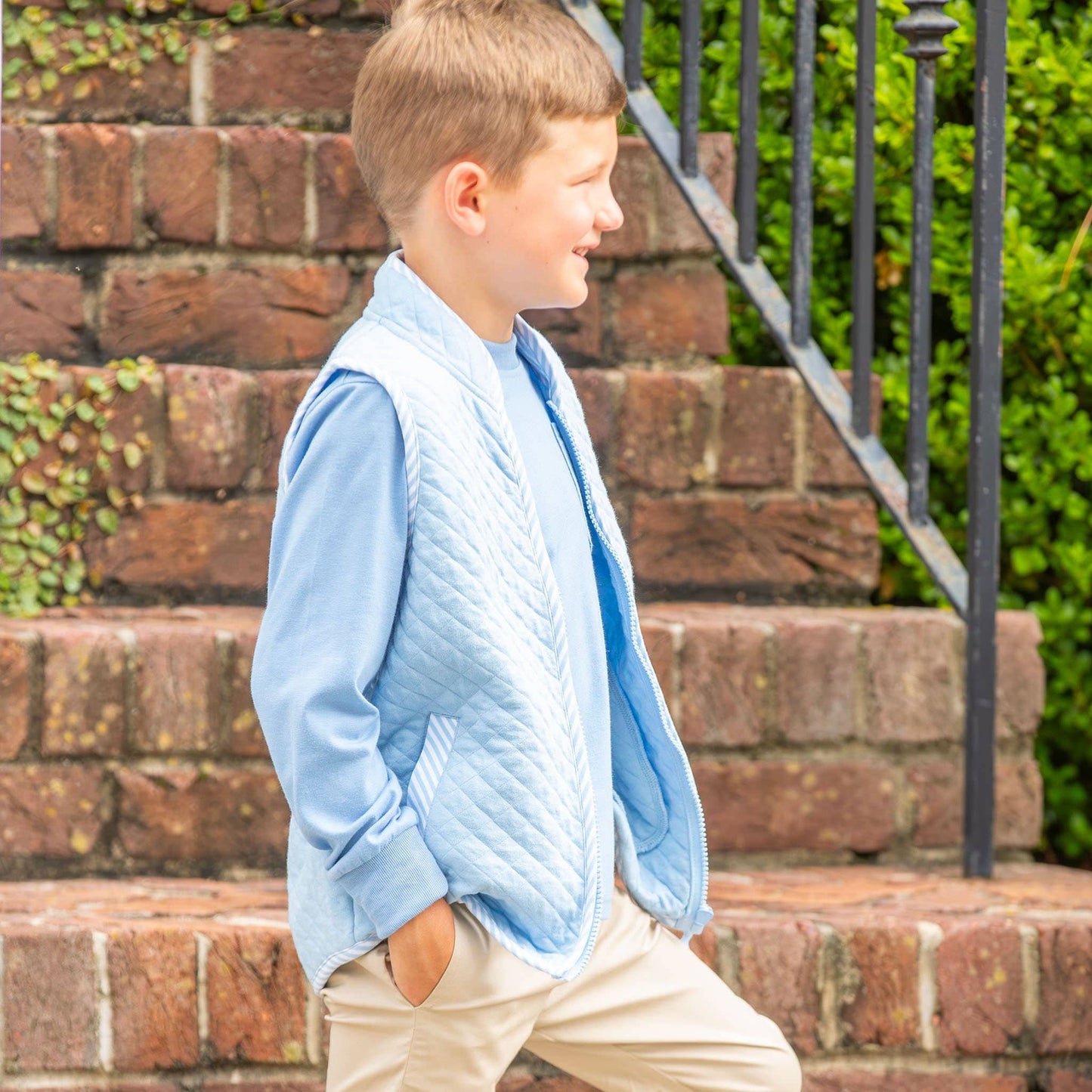 Boys Quilted Vest - Blue Lagoon