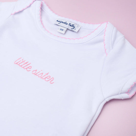 Little Sister Embroidered Short Sleeve Bodysuit