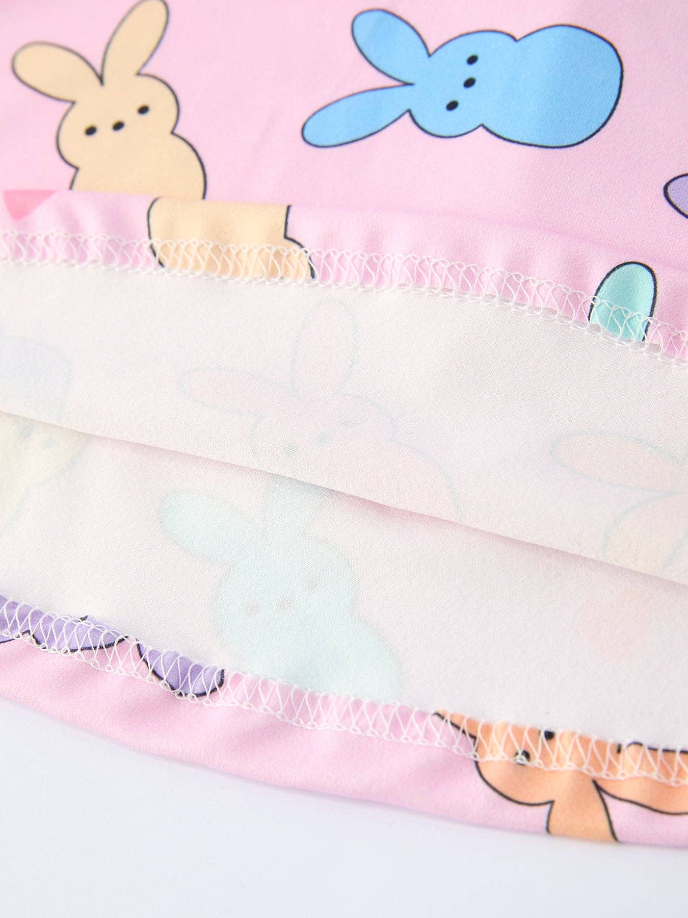 Colorful Easter Bunny Girls Twirl Short Sleeve Dress