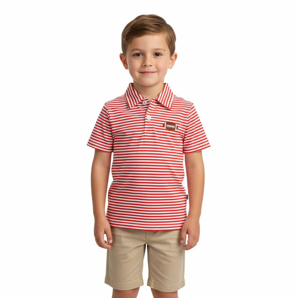 Gameday Polo Red & White Stripes
