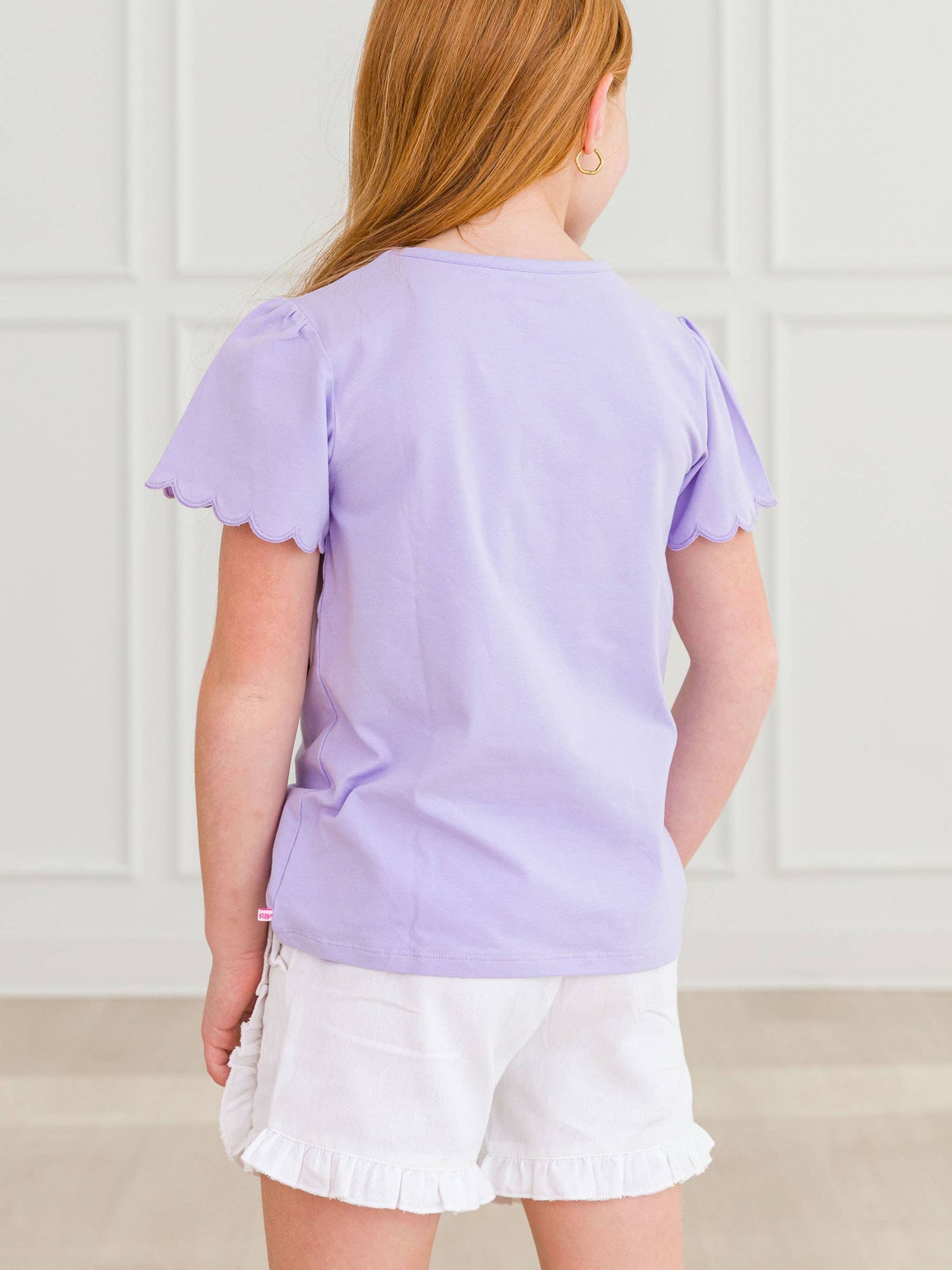 Girls Lavender Scallop Tee