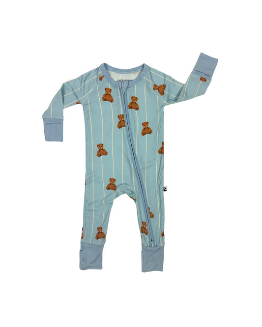 Teddy Bear Zipper Footie Pajamas