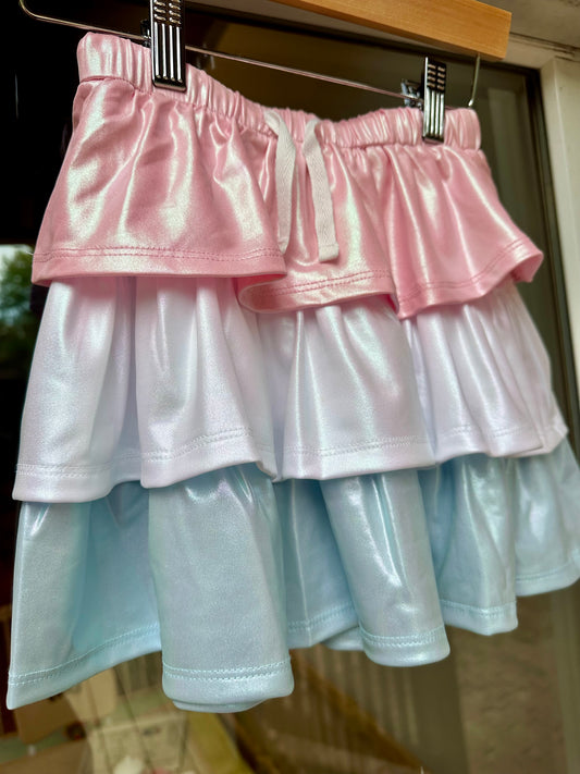 Metallic Pink, White & Blue Tier Skirt