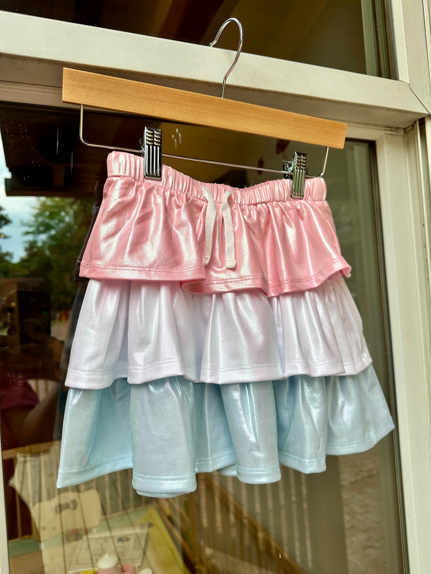 Metallic Pink, White & Blue Tier Skirt