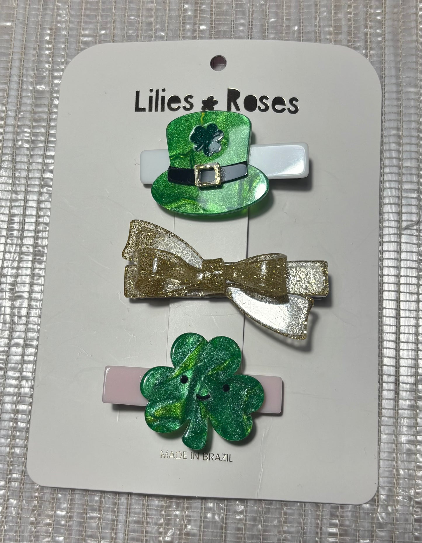 Leprechaun Hat & Shamrock Hair Clips