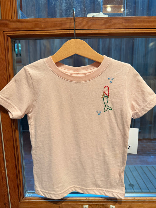 Hand Embroidered Blush Mermaid T-Shirt