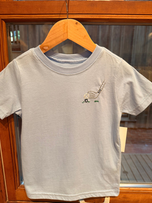 Hand Embroidered Light Blue Golf T-Shirt