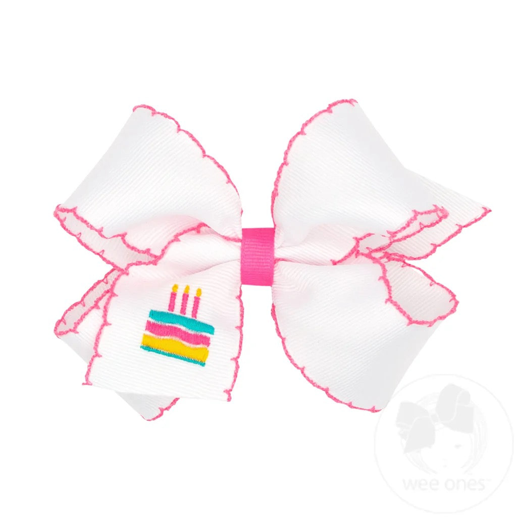 Medium Birthday Theme Embroidered Bow