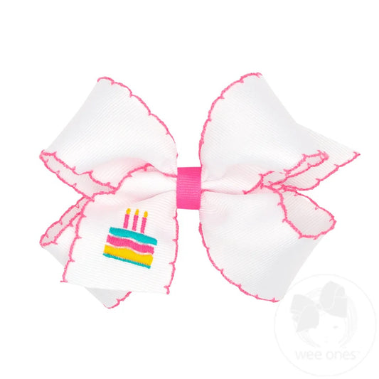 Medium Birthday Theme Embroidered Bow