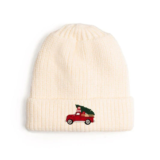 Christmas Truck Patch Beanie- Natural