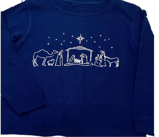LS Navy Nativity T-shirt