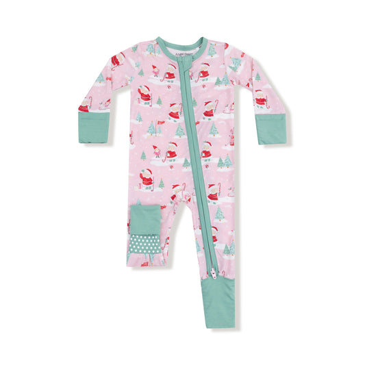 Mrs. Claus and Elves Golfing - 2 Way Zipper Romper with Spearmint