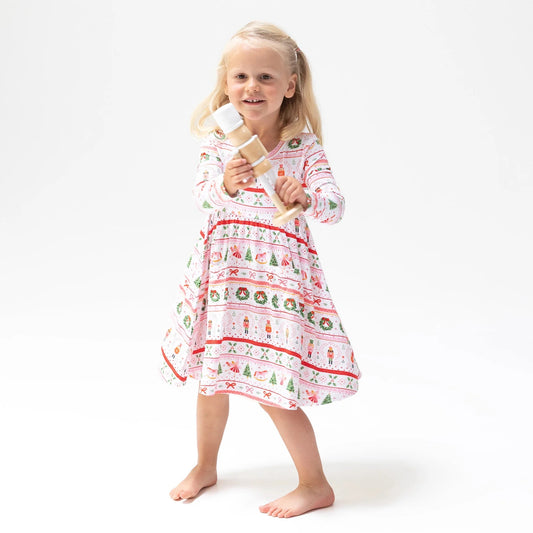 Sugar Plum Fairy- Nutcracker Fair Isle-Long Sleeve Dress