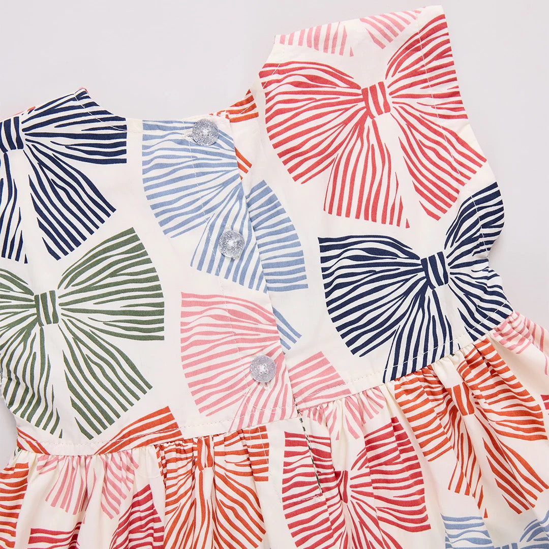 Girls Adaline Dress Multi Striped Bows