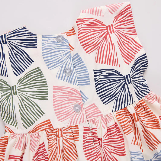Girls Adaline Dress Multi Striped Bows