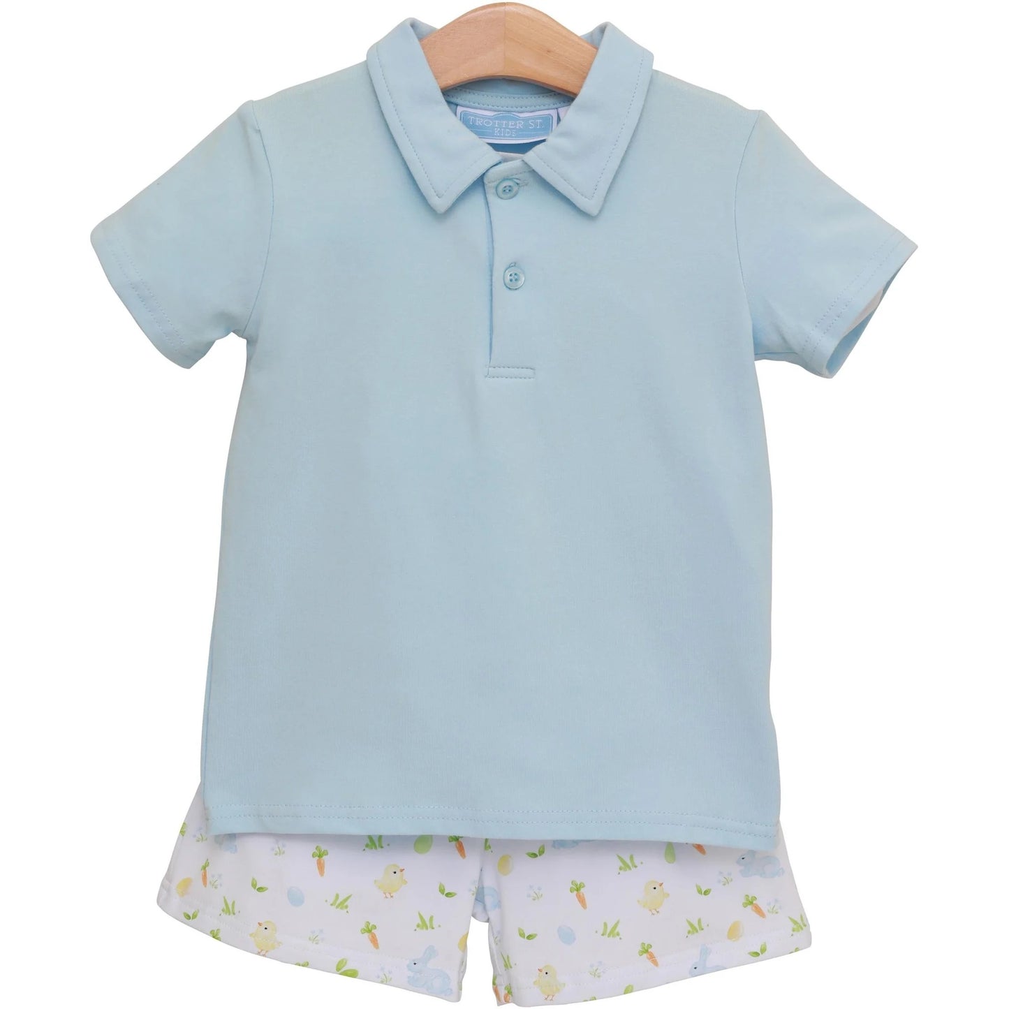 Trotter Street Kids Cottontail Solid Polo Short Set