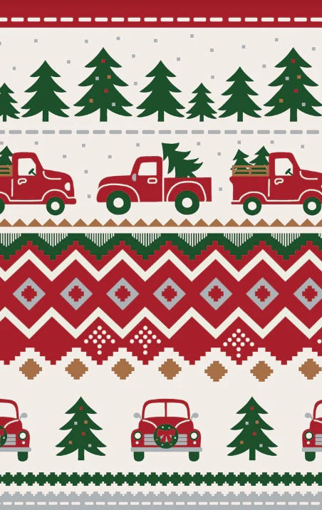 Red Truck Fair Isle- 2 Way Zipper Romper