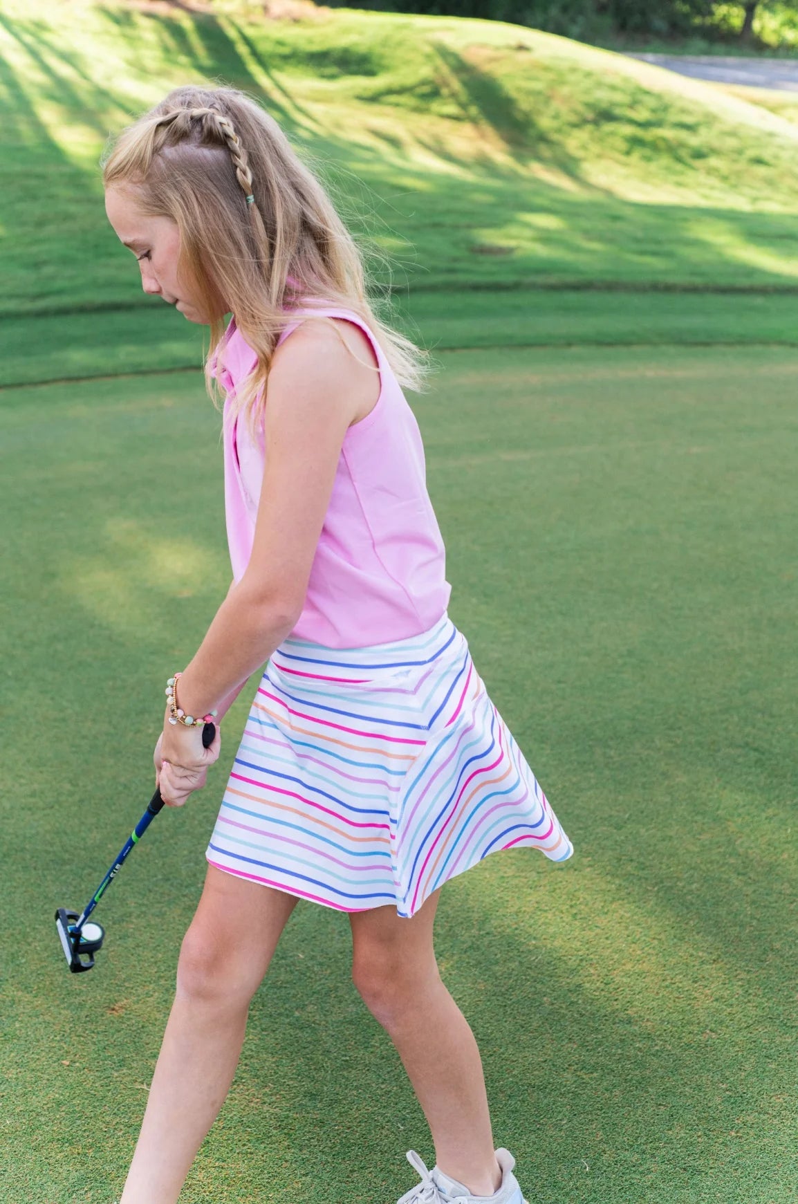 Pink Frosting Girls Sleeveless Solid Cotton Polo