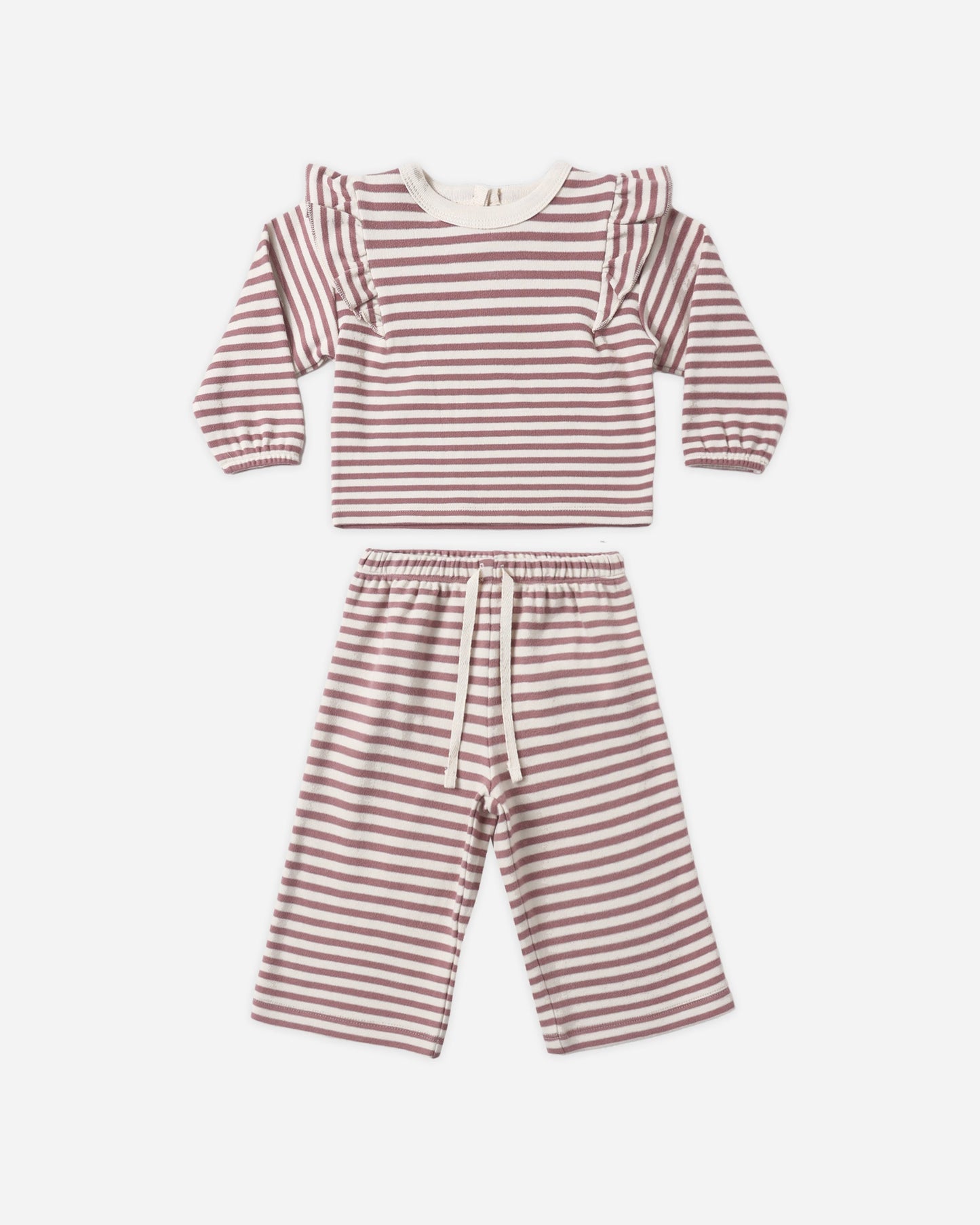 Ruffle Cozy Stripe Set - Mulberry