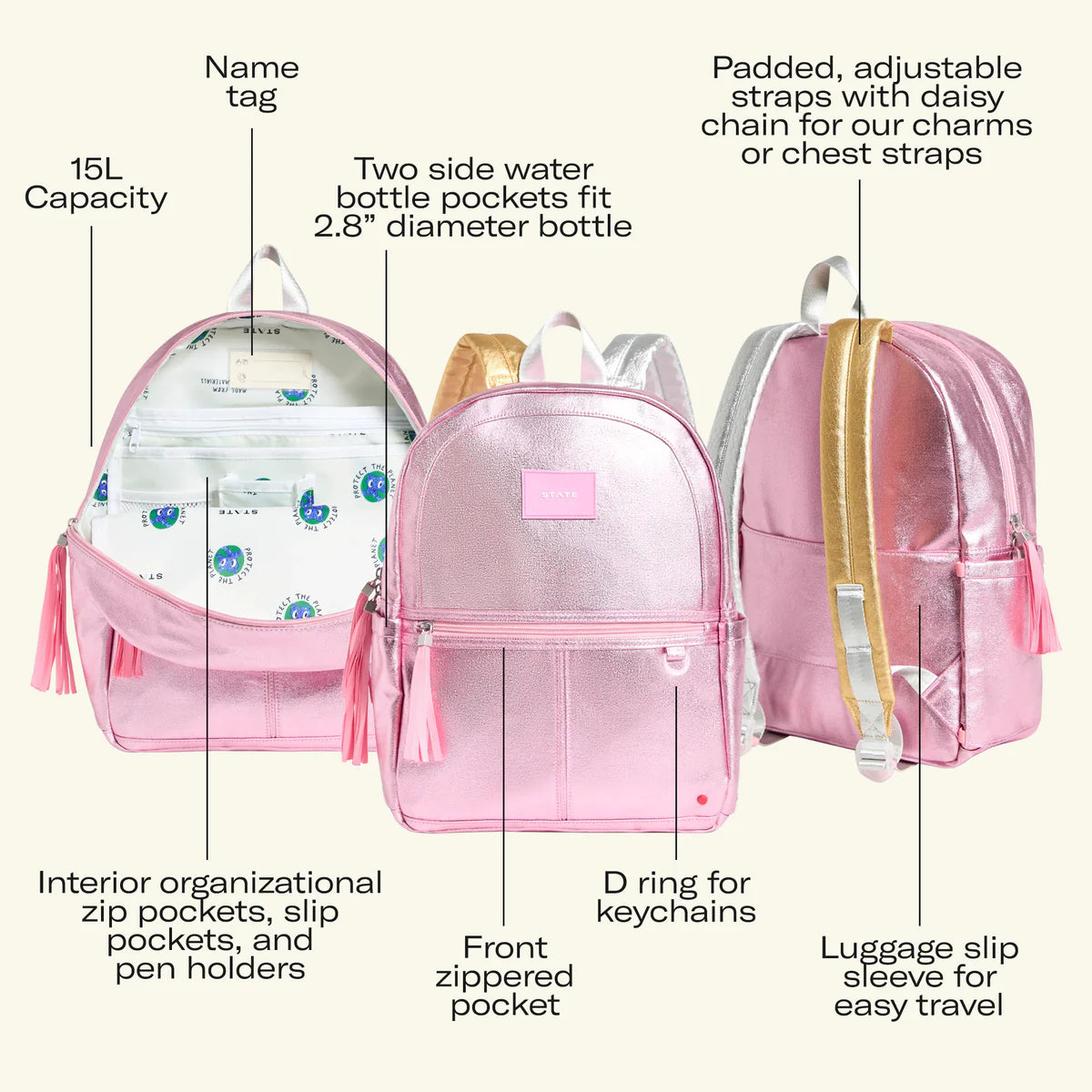 STATE Bags Kane Backpack - Blue/Pink/Yellow Gradient