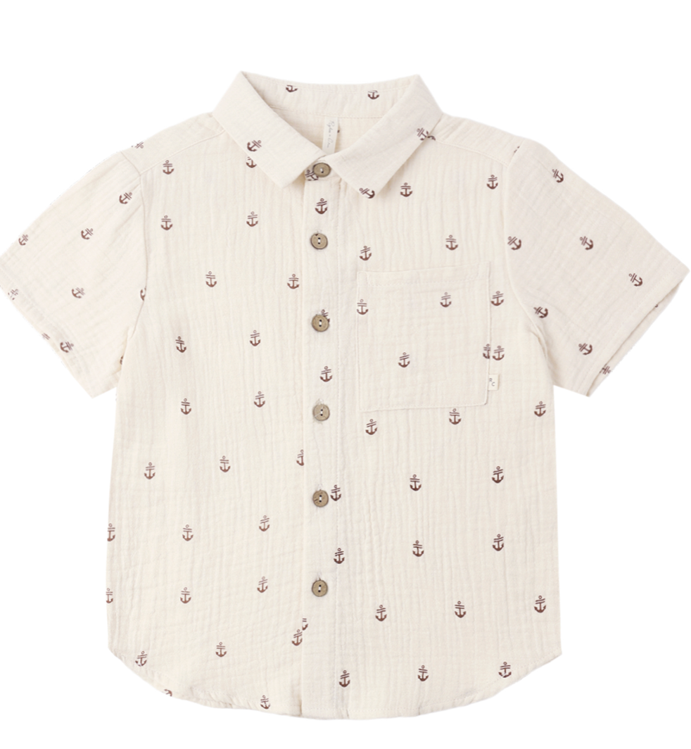 Rylee&Cru Collared Short Sleeve Shirt - Anchors