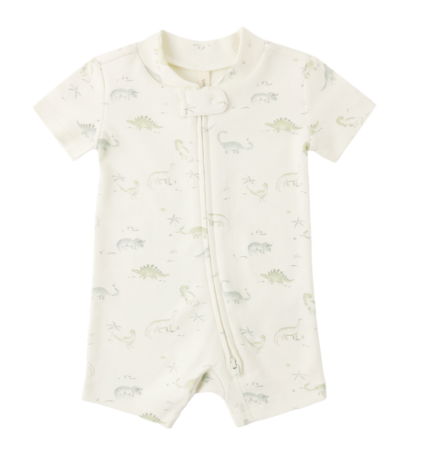 Quincy Mae Zip Short Sleeve Sleeper - Dinosaur