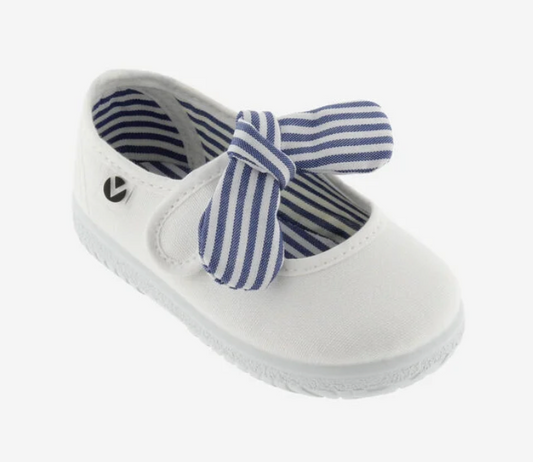 Victoria Ojala Canvas & Striped Bow Mary Janes
