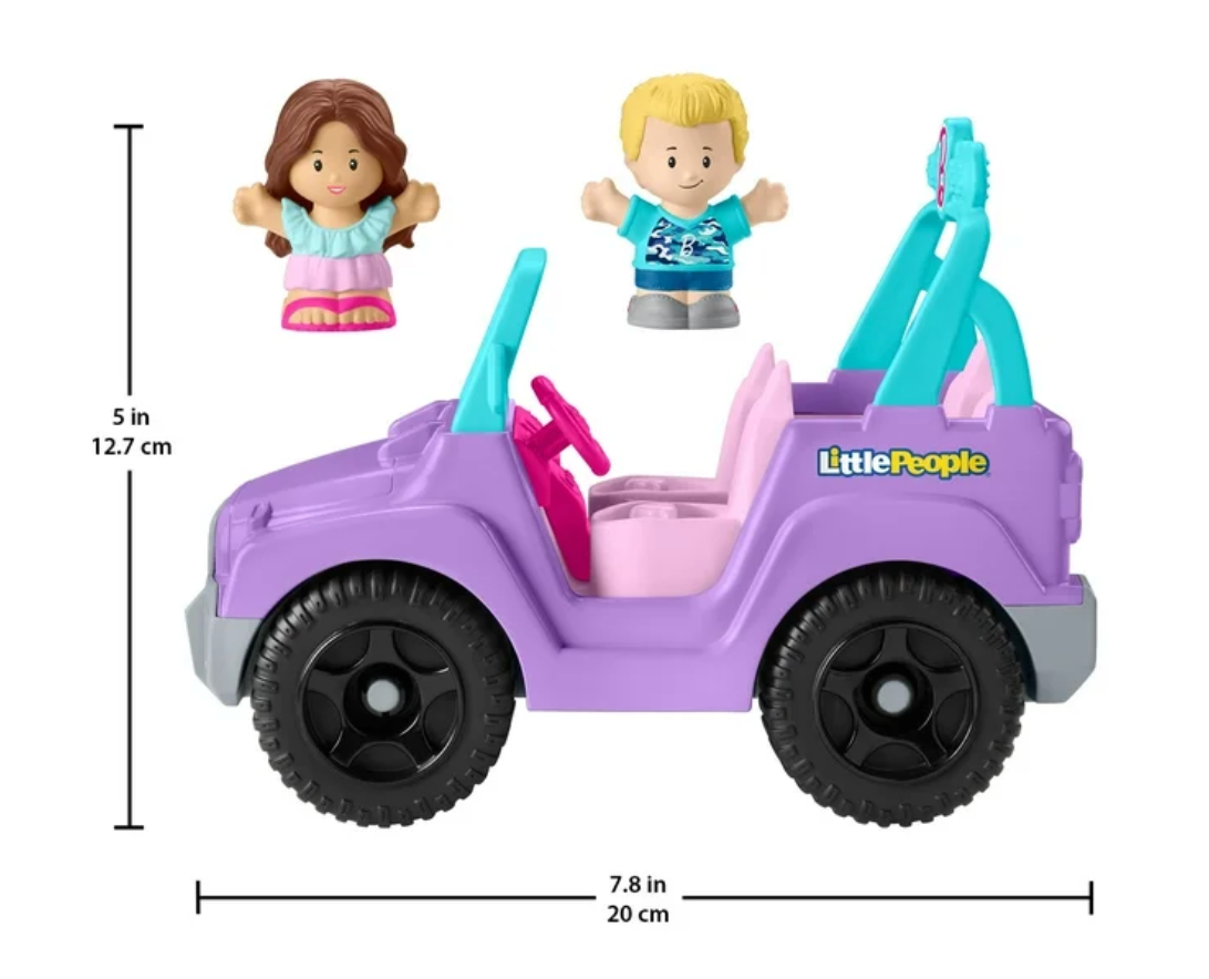 Fisher-Price Little People Barbie Beach Cruiser Toy Car with Music & 2 Figures for Toddlers