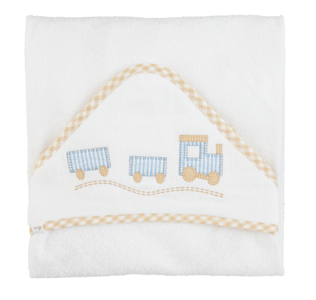 MudPie Train Applique Hooded Towel