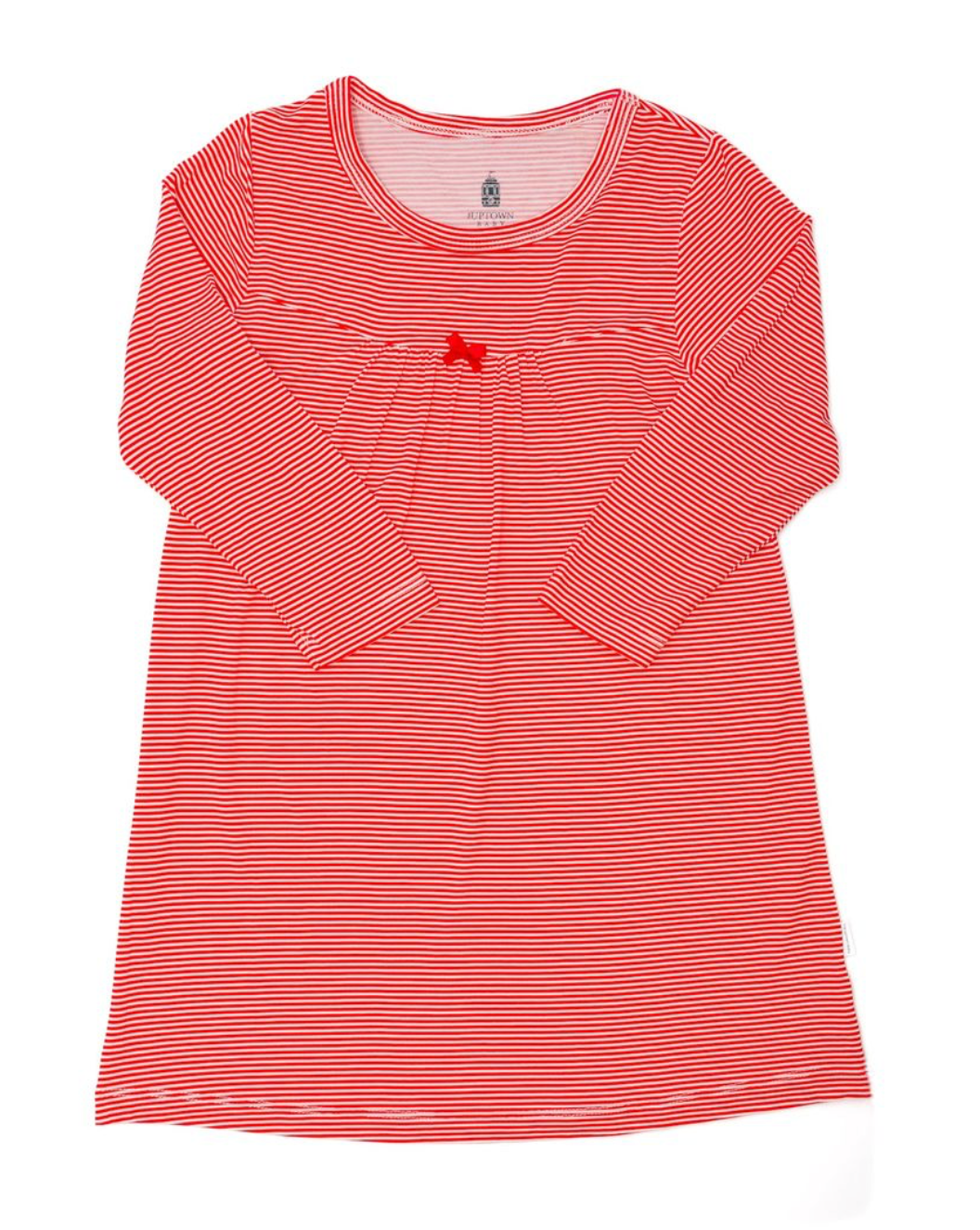 The Uptown Baby Red Mini-Stripe Long-Sleeve Dress