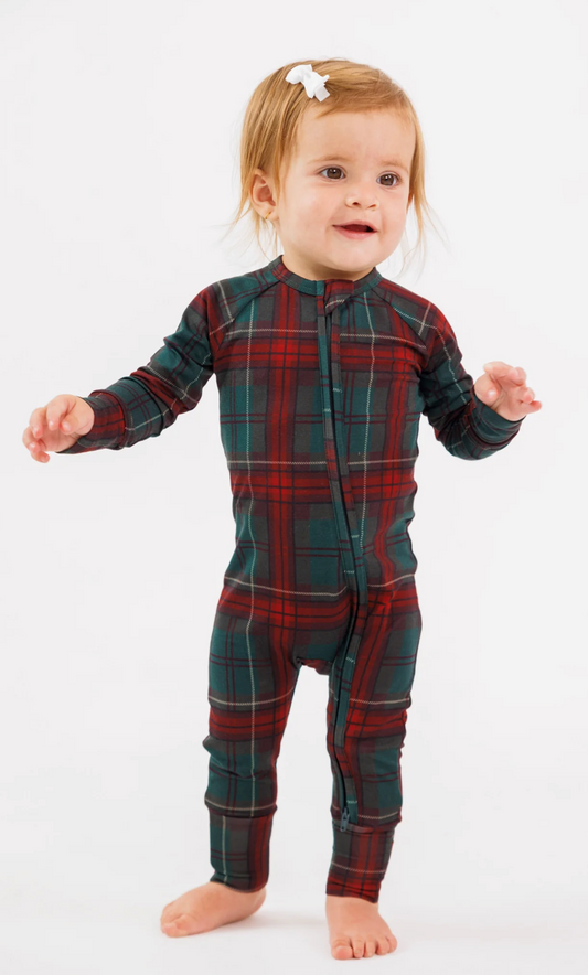 Holiday Heritage Plaid Zipper Romper