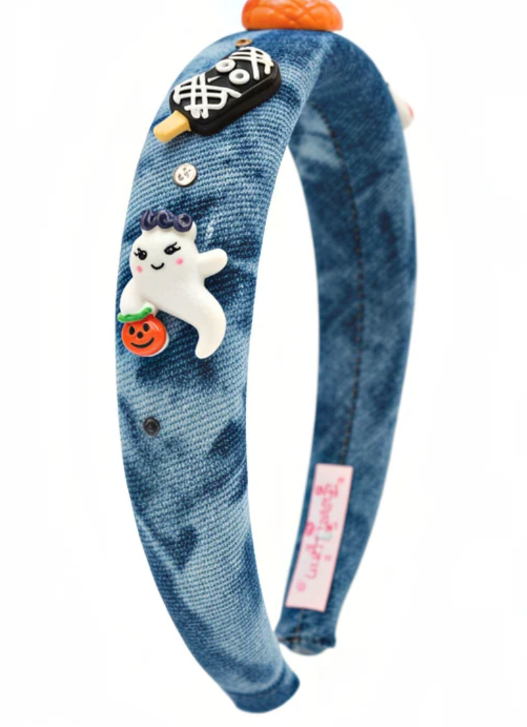 Bari Lynn Padded Denim Halloween Headband in Blue