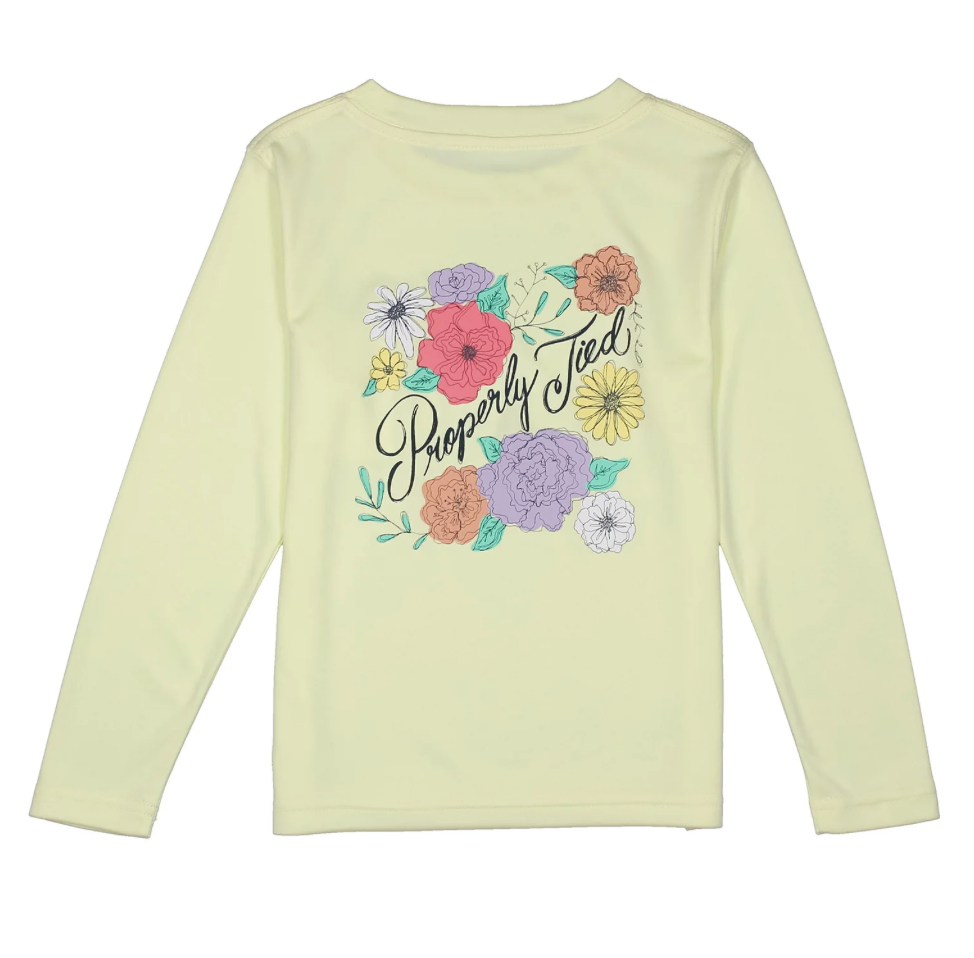 Properly Tied Girls Performance Tee LS PT Floral Light Yellow