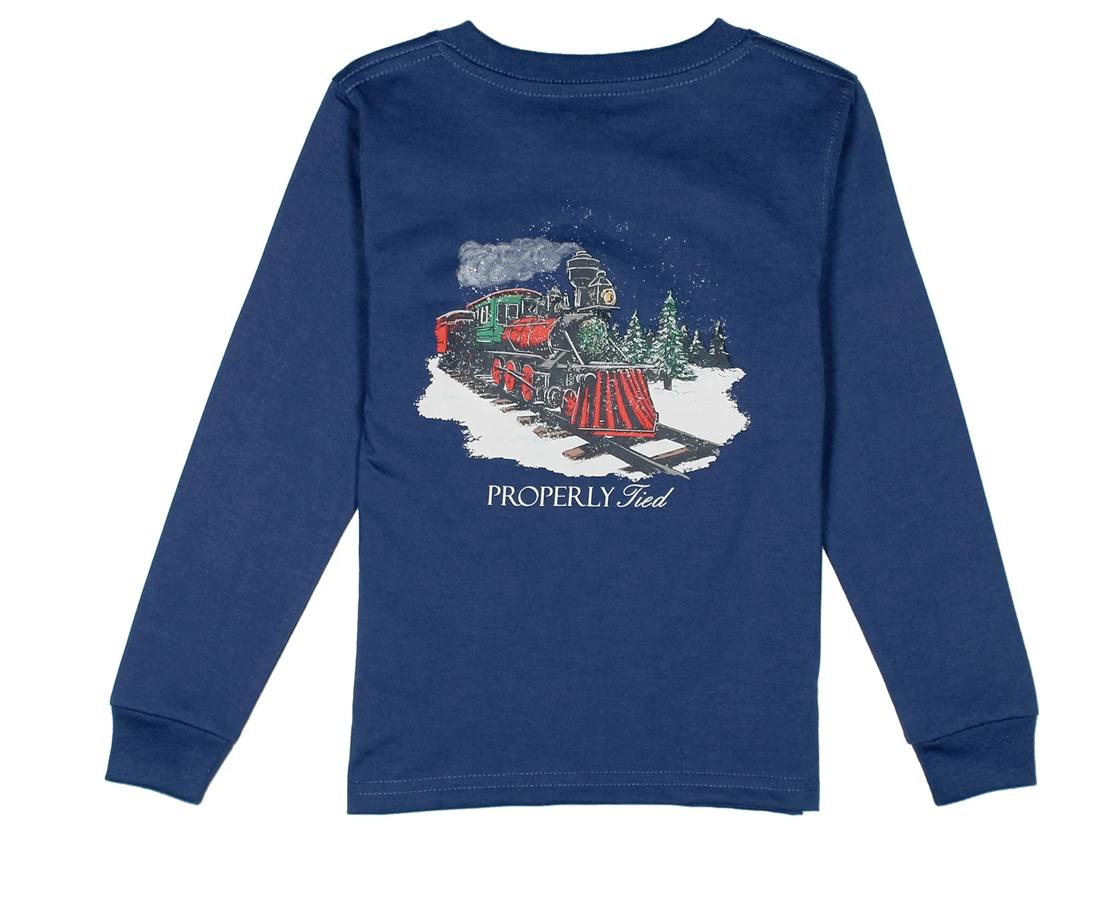 Properly Tied Boys Pt Express - Blue Long Sleeve