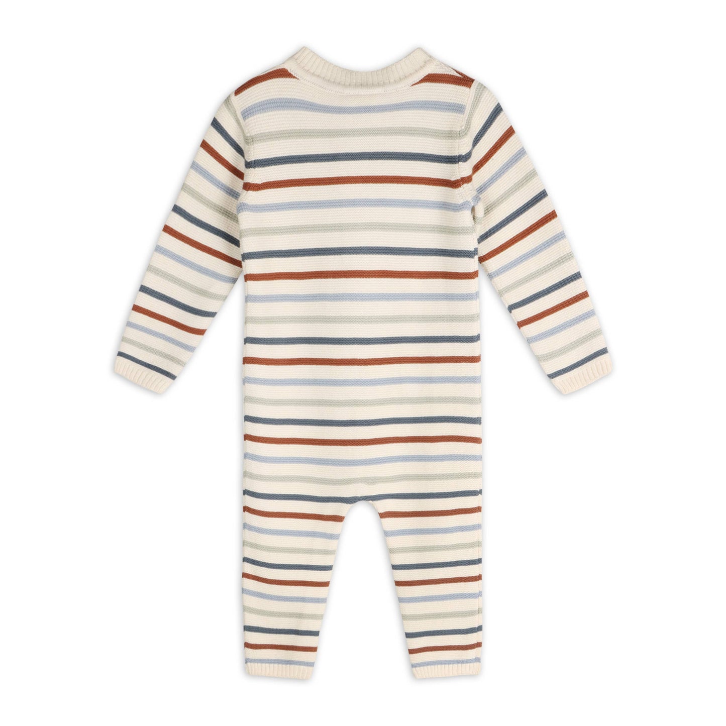 Multicolor Stripe Chunky Sweater Knit Baby Jumpsuit -Organic