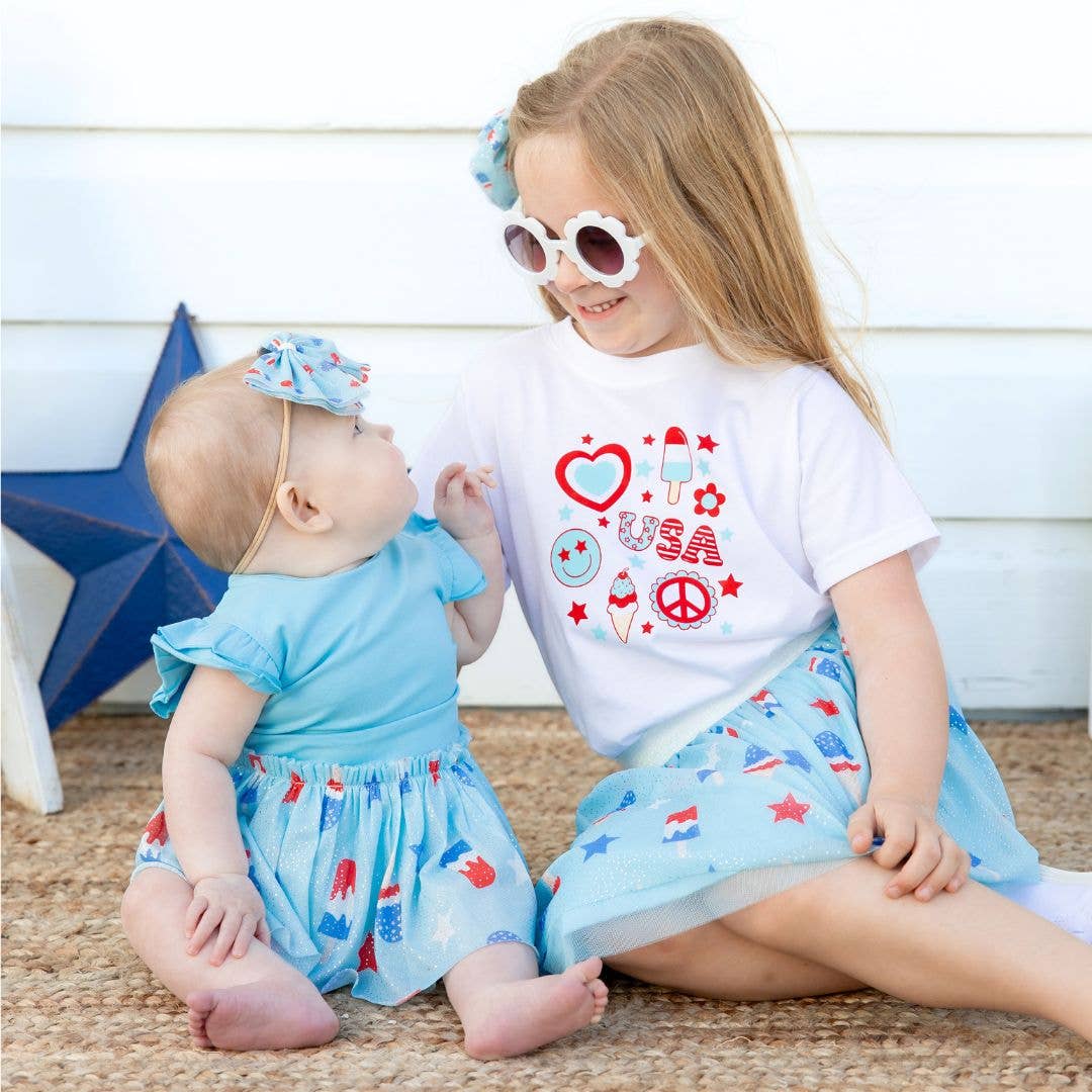 Sweet WinkBomb Pop Short Sleeve Tutu Bodysuit - 4th of July - Baby