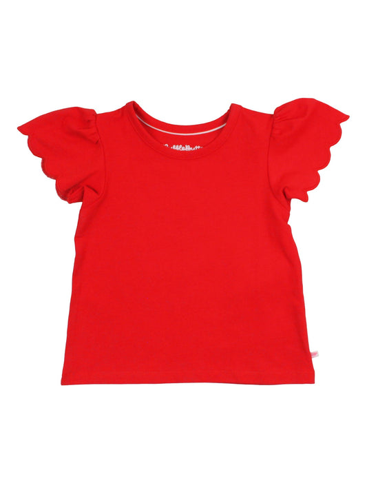 Girls Red Scallop Tee