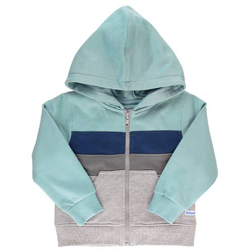 Boys Antique Blue Color Block Hoodie