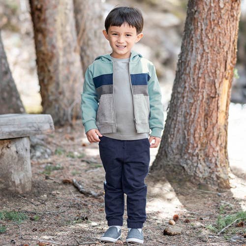 Boys Antique Blue Color Block Hoodie