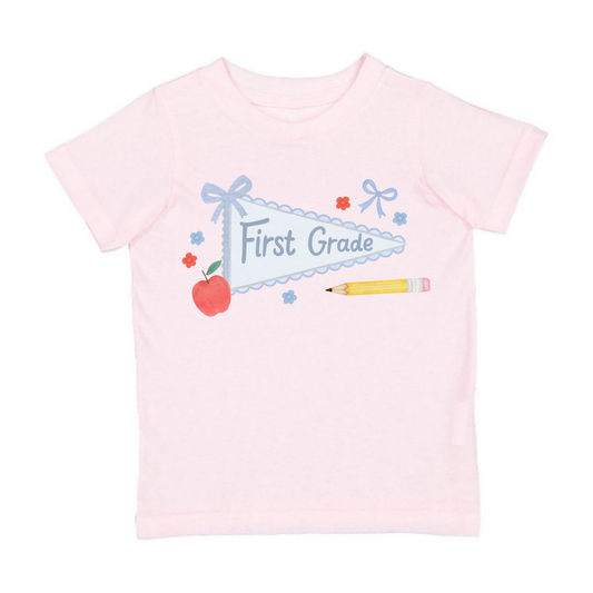 First Grade Bow Pennant Short Sleeve T-Shirt