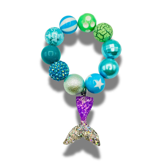 Blue/Purple Mermaid Tail Bubblegum Bead Bracelet Kids